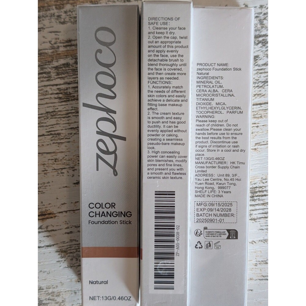 3x Zephoco Color Changing Foundation Stick Natural 13g NEW SEALED Exp 2028 - Picture 4 of 4